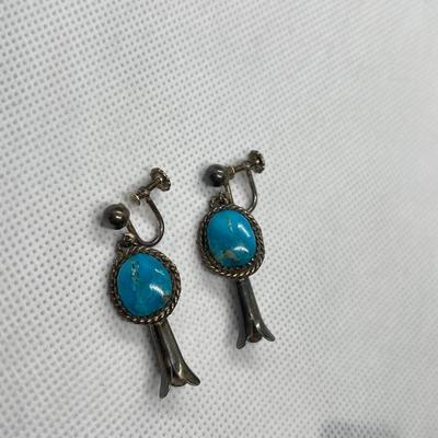 925 Sterling Zuni Turquoise Satellite Drop Earrings