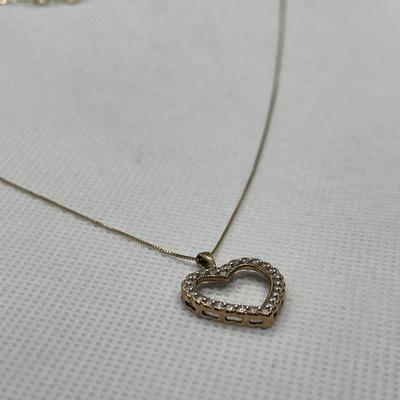 10k gold heart w/26 diamonds & 14k gold necklace