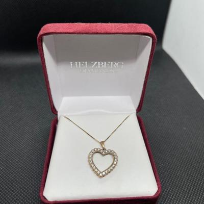 10k gold heart w/26 diamonds & 14k gold necklace