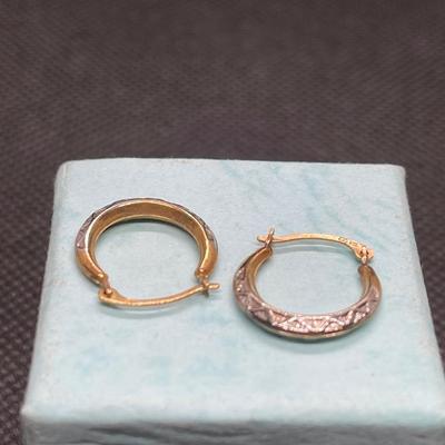 14k gold two tone hoop earrings