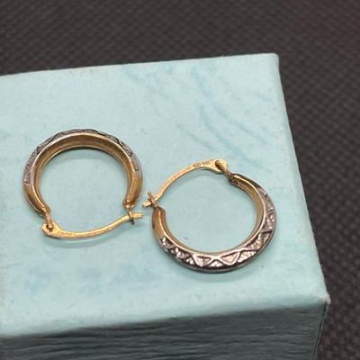 14k gold two tone hoop earrings