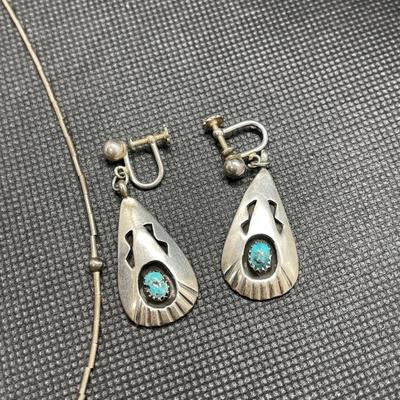 Vintage Navaho necklace & earrings - marked
