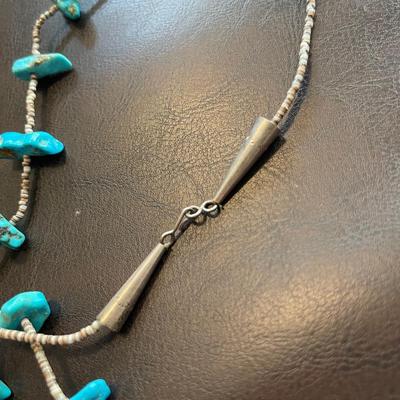 Turquoise nugget & heishi shell necklace. Navajo shop art