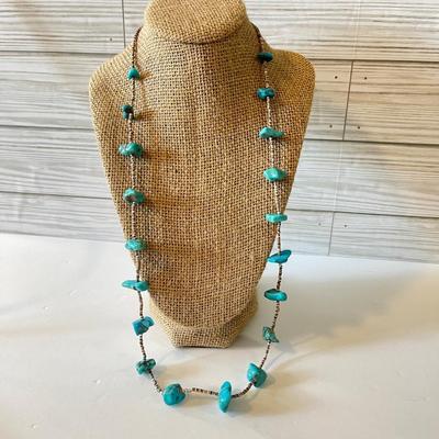 Turquoise nugget & heishi shell necklace. Navajo shop art