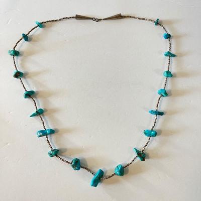 Turquoise nugget & heishi shell necklace. Navajo shop art