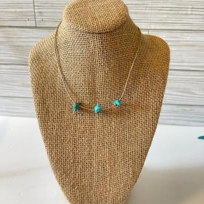 3 Little turquoise nugget necklace