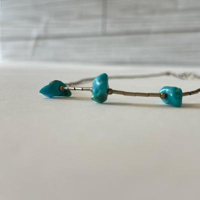3 Little turquoise nugget necklace
