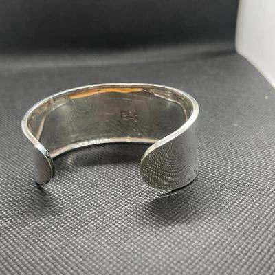 CII MEXICO 925 Sterling Silver - Vintage Black Onyx Cuff Bracelet