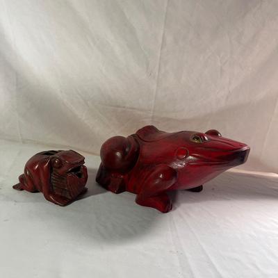 Two Carved Wooden Frogs (LR-MG)