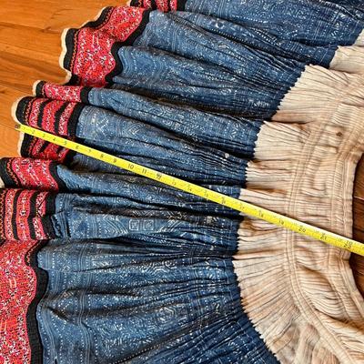 Pleated Traditional Cotton/Hemp/Dyed Batik Skirt (PB-RG)