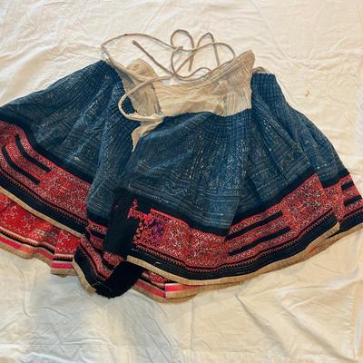 Pleated Traditional Cotton/Hemp/Dyed Batik Skirt (PB-RG)