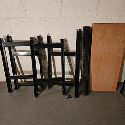 Two Sets of Black Metal Shelving (BS-JS)