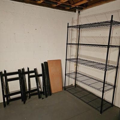 Two Sets of Black Metal Shelving (BS-JS)