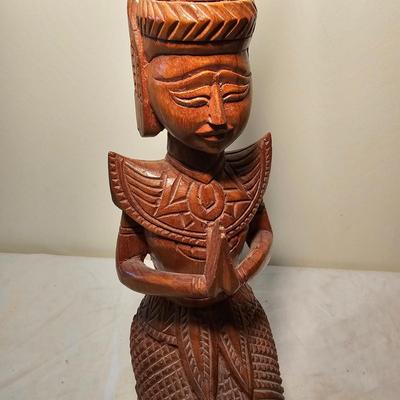 Pair of Wooden Carved Temple Maidens (BS-JS)
