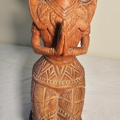 Pair of Wooden Carved Temple Maidens (BS-JS)