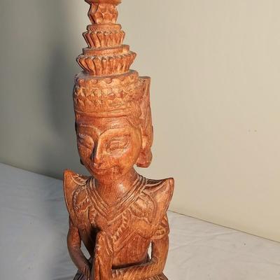Pair of Wooden Carved Temple Maidens (BS-JS)