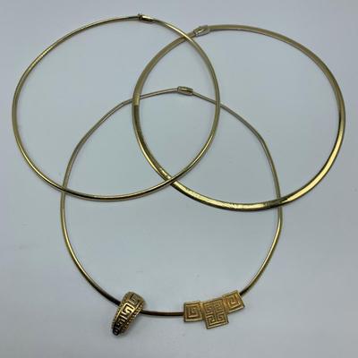 Three 14K Gold Omega Chain Necklaces with Pendants (B1-HS)