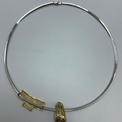 Three 14K Gold Omega Chain Necklaces with Pendants (B1-HS)