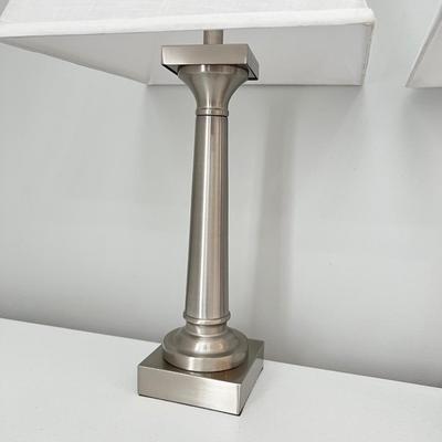 Pair (2) Brushed Nickel Table Lamps