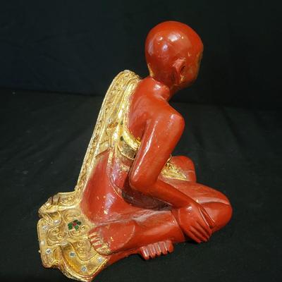 Three Carved Wooden Monk Statues (BS-DW)