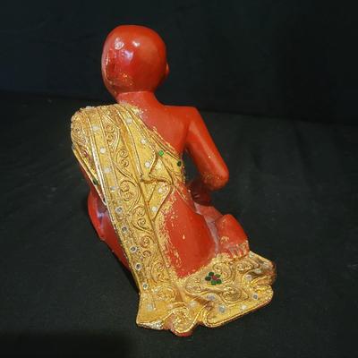 Three Carved Wooden Monk Statues (BS-DW)