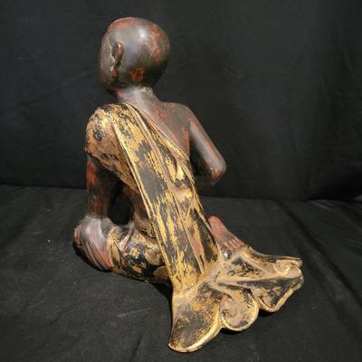 Three Carved Wooden Monk Statues (BS-DW)