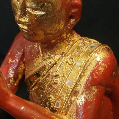 Three Carved Wooden Monk Statues (BS-DW)