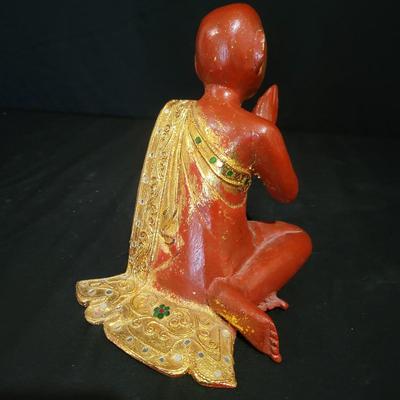 Three Carved Wooden Monk Statues (BS-DW)