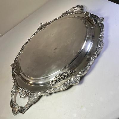SILVERPLATE FANCY FOOTED SERVING PLATTER WITH HANDLES
