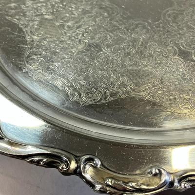 SILVERPLATE FANCY FOOTED SERVING PLATTER WITH HANDLES