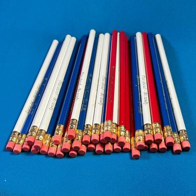 GROUP OF 36 RED, WHITE, BLUE PENCILS- FIRE SAFETY THEMED, NEW IN PACKAGE