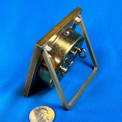 VINTAGE COPPER COLORED WIND-UP ALARM CLOCK WITH FLUORESCENT HANDS, NUMERS, SELF-STAND