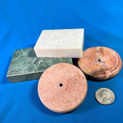 GROUP OF 4 POLISHED MARBLE BASES  PERFECT FOR DIY PROJECTS