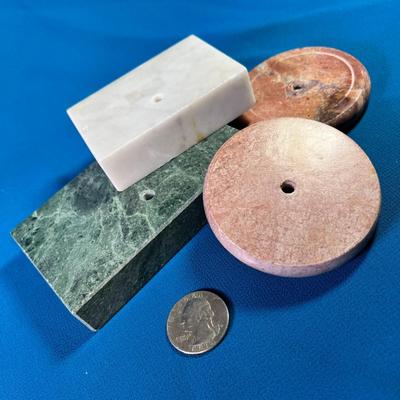 GROUP OF 4 POLISHED MARBLE BASES  PERFECT FOR DIY PROJECTS