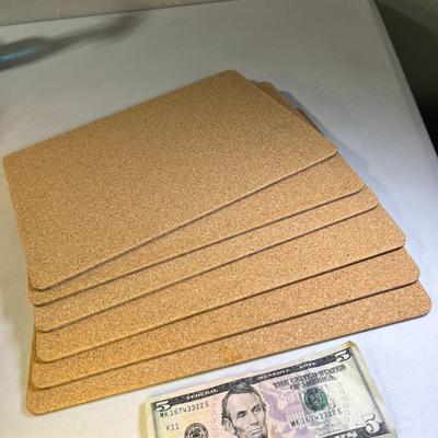 SET OF 6 HARD CORK-BACK PLACEMATS WITH ASIAN THEME, HEAT RESISTANT