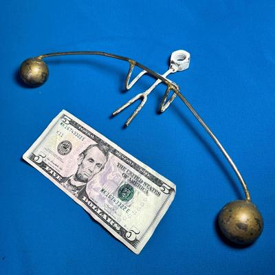 METAL BALANCING MAN SCULPTURE- REALLY BALANCES!