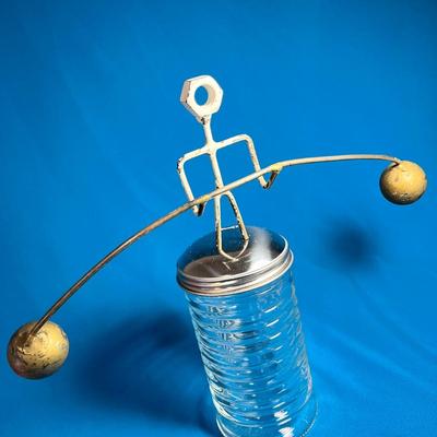 METAL BALANCING MAN SCULPTURE- REALLY BALANCES!