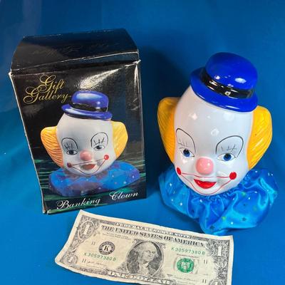 CERAMIC CLOWN BANK NEW IN BOX