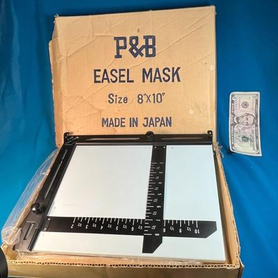 "EASEL MASK" METAL TABLETOP BASE WITH ADJUSTABLE RULERS, MADE IN JAPAN