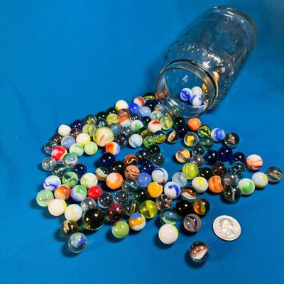MASON JAR WITH MARBLES - 130+ COUNT