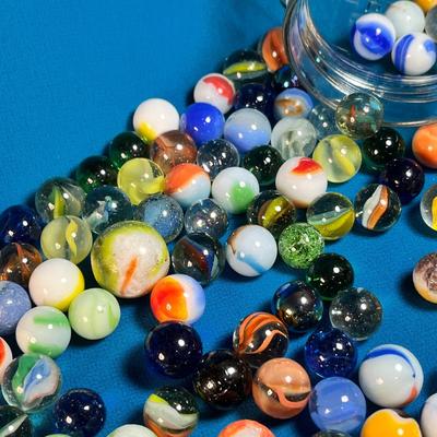 MASON JAR WITH MARBLES - 130+ COUNT