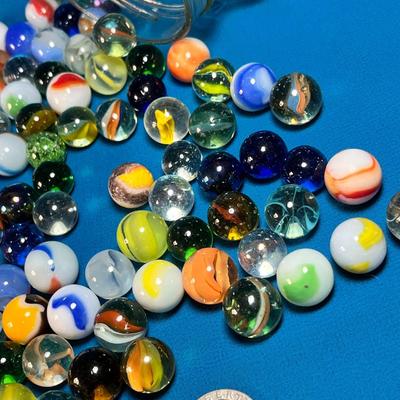 MASON JAR WITH MARBLES - 130+ COUNT