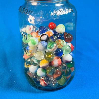 MASON JAR WITH MARBLES - 130+ COUNT
