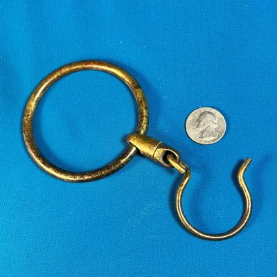 ANTIQUE BIG BRASS RING ON SWIVEL HOOK