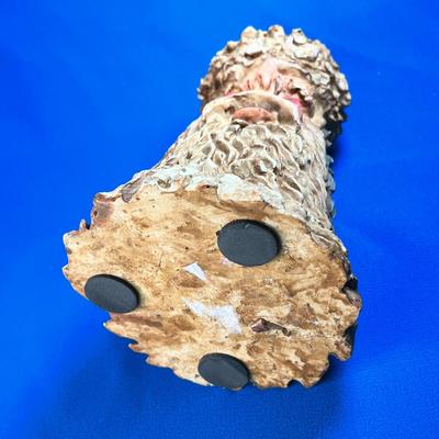 DEEPLY CARVED OLD MAN IN A TREE TRUNK CANDLEHOLDER 