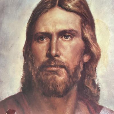 FRAMED PRINT OF JESUS IN RED ROBE 