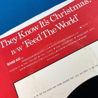 "DO THEY KNOW IT'S CHRISTMAS?" 45rpm RECORD IN COLORFUL JACKET by BANDAID