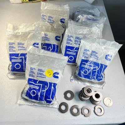 11 BAGS OF 24 LARGE METAL WASHERS, 264 TOTAL