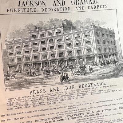 ANTIQUE BRITISH TWO-SIDED HAND BILL FOR JACKSON & GRAHAM FURNITURE COMPANY, OXFORD STREET