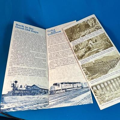 "A BRIEF HISTORY OF UNION PACIFIC RAILROAD" BROCHURES w/VINTAGE STYLING, x 2